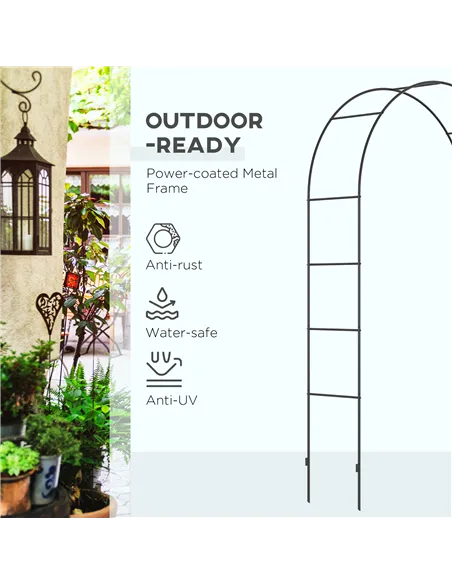 Outsunny Outdoor Garden Arch, Metal Garden Arbor for Climbing Plants, Roses, Vines, Wedding Arch for Outdoor, 140L x 40W x 240H 