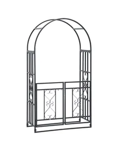 Outsunny Outdoor Garden Arch with Double Gates, Metal Garden Arbor for Climbing Plants, Roses, Vines, Wedding Arch for Outdoor, 