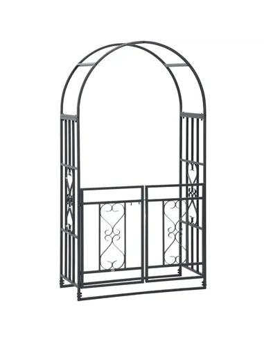 Outsunny Outdoor Garden Arch with Double Gates, Metal Garden Arbor for Climbing Plants, Roses, Vines, Wedding Arch for Outdoor, 