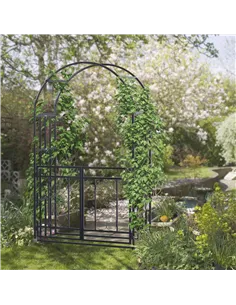 Outsunny Outdoor Garden Arch with Double Gates, Metal Garden Arbor for Climbing Plants, Roses, Vines, Wedding Arch for Outdoor,  2