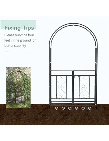 Outsunny Outdoor Garden Arch with Double Gates, Metal Garden Arbor for Climbing Plants, Roses, Vines, Wedding Arch for Outdoor, 