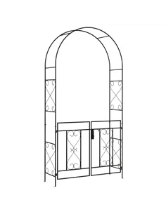 Outsunny Decorative Garden Arch, with Gate - Black
