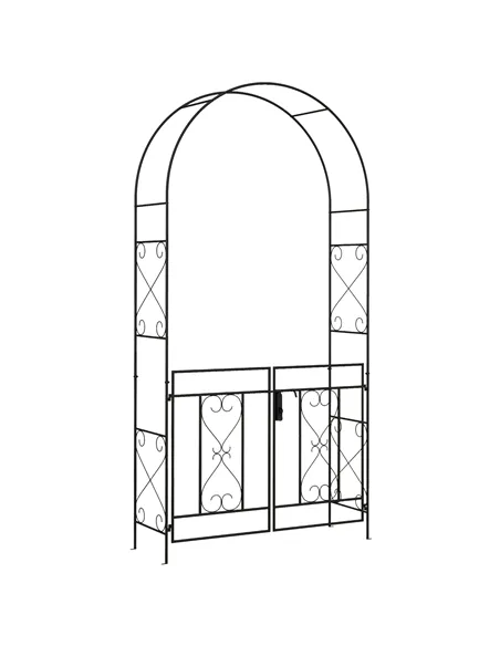 Outsunny Decorative Garden Arch, with Gate - Black
