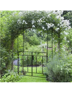 Outsunny Decorative Garden Arch, with Gate - Black 2