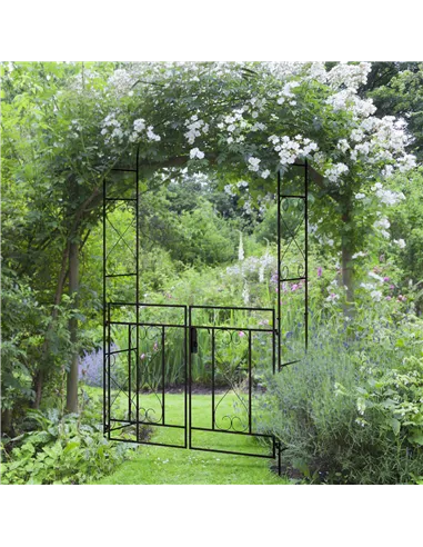 Outsunny Decorative Garden Arch, with Gate - Black