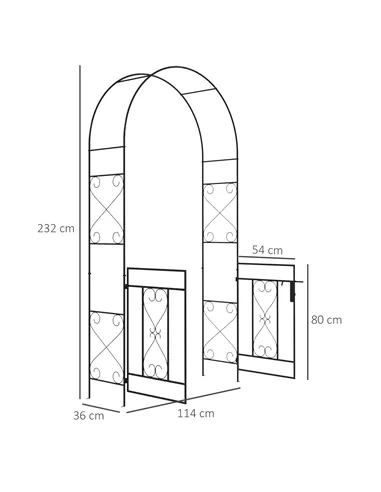 Outsunny Decorative Garden Arch, with Gate - Black