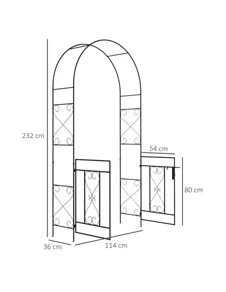 Outsunny Decorative Garden Arch, with Gate - Black