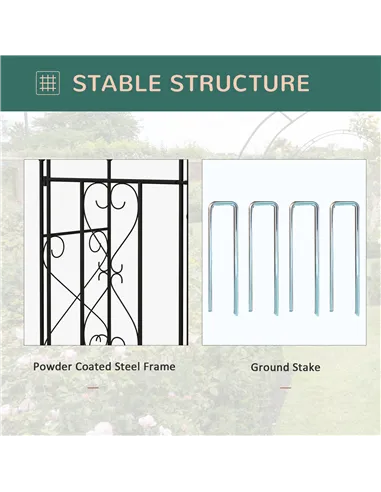 Outsunny Decorative Garden Arch, with Gate - Black