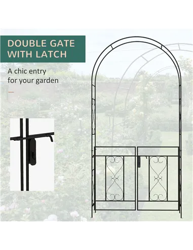Outsunny Decorative Garden Arch, with Gate - Black