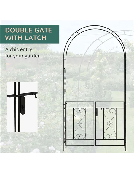 Outsunny Decorative Garden Arch, with Gate - Black
