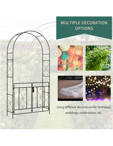 Outsunny Decorative Garden Arch, with Gate - Black