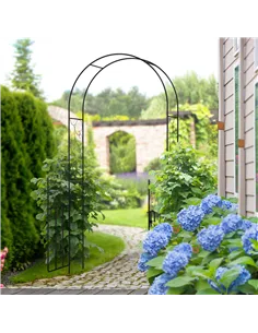 Outsunny Outdoor Garden Arch with Double Gates, Metal Garden Arbor for Climbing Plants, Roses, Vines, Wedding Arch for Outdoor,  2