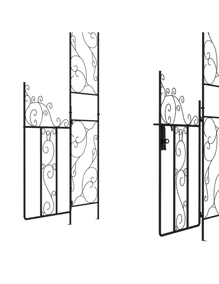 Outsunny Outdoor Garden Arch with Double Gates, Metal Garden Arbor for Climbing Plants, Roses, Vines, Wedding Arch for Outdoor, 