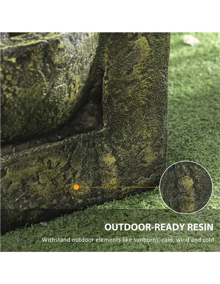 Outsunny Garden Water Feature Waterfall Fountain with 4-Tier Stone Look Bowls, Adjustable Flow, Black and Yellow