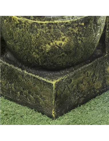 Outsunny Garden Water Feature Waterfall Fountain with 4-Tier Stone Look Bowls, Adjustable Flow, Black and Yellow