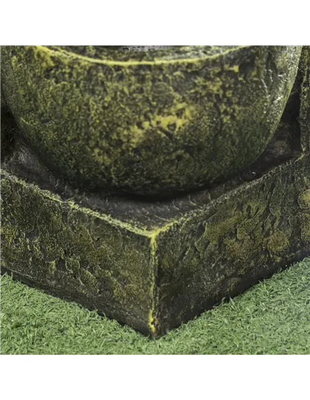 Outsunny Garden Water Feature Waterfall Fountain with 4-Tier Stone Look Bowls, Adjustable Flow, Black and Yellow