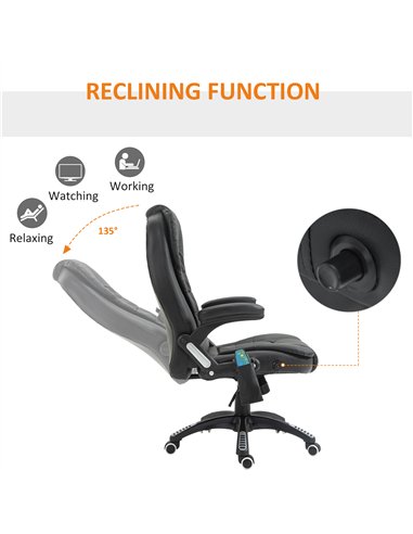 HOMCOM 6-Point Massage Office Chair with Seat Heated for Home Office, PU Leather High Back Executive Desk Chair with Adjustable 