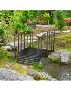 Outsunny 1.2M Metal Decorative Scrollwork Arch Garden Bridge, Black 2