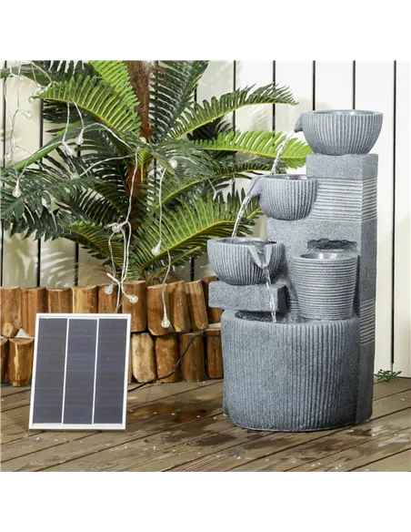 Outsunny Solar Powered Outdoor Water Fountain - Dark Grey
