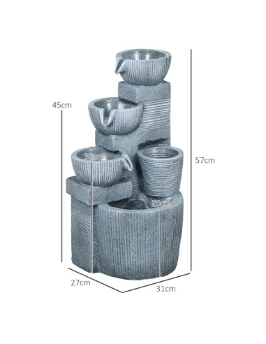 Outsunny Solar Powered Outdoor Water Fountain - Dark Grey