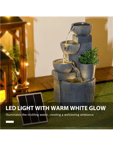 Outsunny Solar Powered Outdoor Water Fountain - Dark Grey