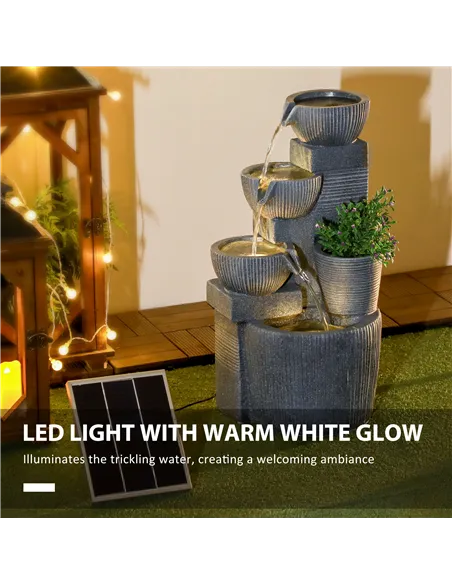 Outsunny Solar Powered Outdoor Water Fountain - Dark Grey