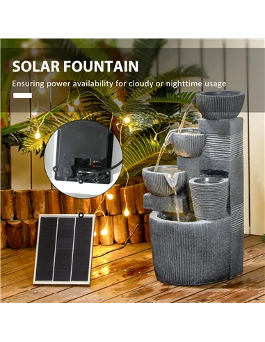 Outsunny Solar Powered Outdoor Water Fountain - Dark Grey