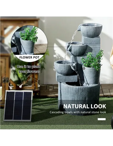 Outsunny Solar Powered Outdoor Water Fountain - Dark Grey