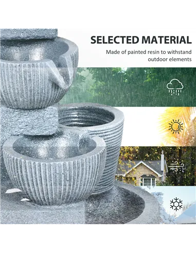 Outsunny Solar Powered Outdoor Water Fountain - Dark Grey