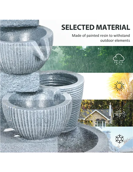 Outsunny Solar Powered Outdoor Water Fountain - Dark Grey