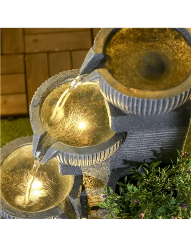 Outsunny Solar Powered Outdoor Water Fountain - Dark Grey