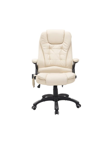 HOMCOM 6-Point Massage Office Chair with Seat Heated for Home Office, PU Leather High Back Executive Desk Chair with Adjustable 
