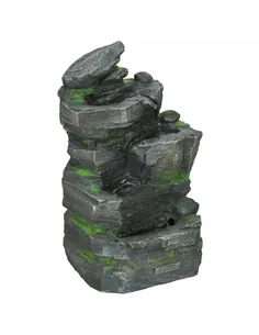 Outsunny Garden Water Feature with LED Lights - Dark Grey
