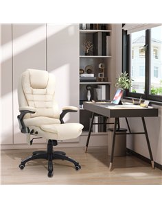 HOMCOM 6-Point Massage Office Chair with Seat Heated for Home Office, PU Leather High Back Executive Desk Chair with Adjustable  2