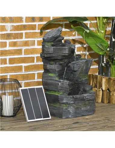 Outsunny Garden Water Feature with LED Lights - Dark Grey