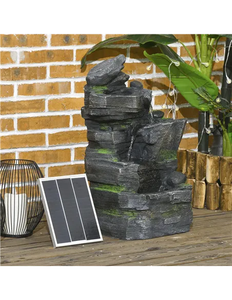 Outsunny Garden Water Feature with LED Lights - Dark Grey