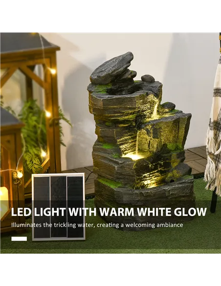Outsunny Garden Water Feature with LED Lights - Dark Grey