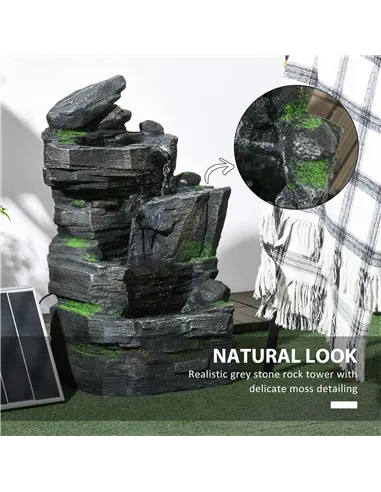 Outsunny Garden Water Feature with LED Lights - Dark Grey