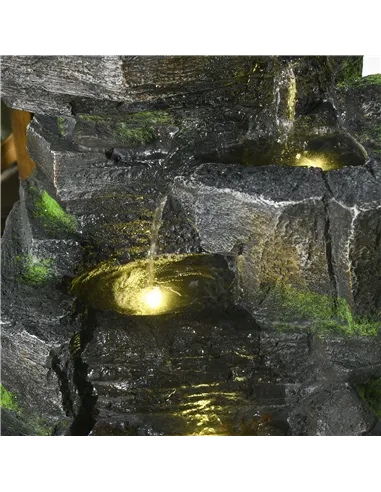 Outsunny Garden Water Feature with LED Lights - Dark Grey