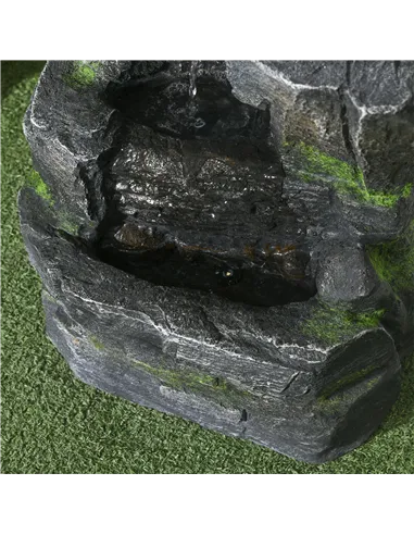 Outsunny Garden Water Feature with LED Lights - Dark Grey