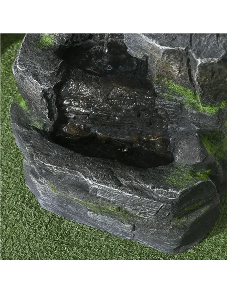 Outsunny Garden Water Feature with LED Lights - Dark Grey