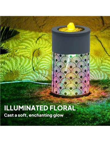 Outsunny 30 cm Tall Garden Waterfall Fountain with LED Lights and Pump, Garden Water Feature Water Fountain with Adjustable Flow