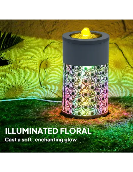 Outsunny 30 cm Tall Garden Waterfall Fountain with LED Lights and Pump, Garden Water Feature Water Fountain with Adjustable Flow