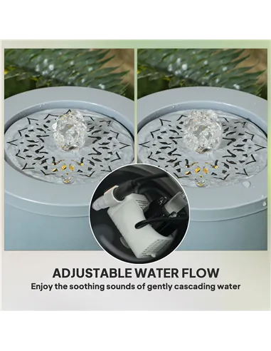 Outsunny 30 cm Tall Garden Waterfall Fountain with LED Lights and Pump, Garden Water Feature Water Fountain with Adjustable Flow