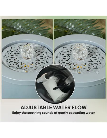 Outsunny 30 cm Tall Garden Waterfall Fountain with LED Lights and Pump, Garden Water Feature Water Fountain with Adjustable Flow