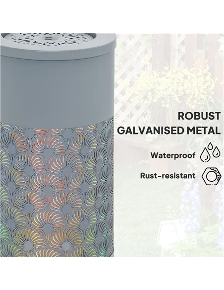 Outsunny 30 cm Tall Garden Waterfall Fountain with LED Lights and Pump, Garden Water Feature Water Fountain with Adjustable Flow