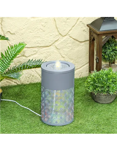 Outsunny 30 cm Tall Garden Waterfall Fountain with LED Lights and Pump, Garden Water Feature Water Fountain with Adjustable Flow