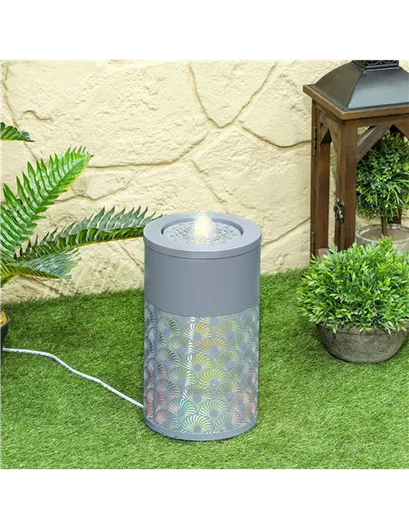 Outsunny 30 cm Tall Garden Waterfall Fountain with LED Lights and Pump, Garden Water Feature Water Fountain with Adjustable Flow