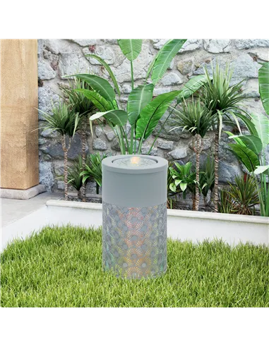 Outsunny 30 cm Tall Garden Waterfall Fountain with LED Lights and Pump, Garden Water Feature Water Fountain with Adjustable Flow