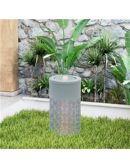 Outsunny 30 cm Tall Garden Waterfall Fountain with LED Lights and Pump, Garden Water Feature Water Fountain with Adjustable Flow